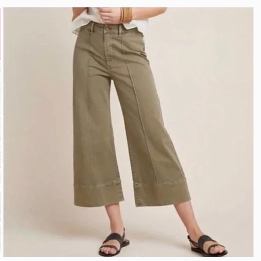 Anthropologie Pintuck Chino Pant in Soft‎ Olive